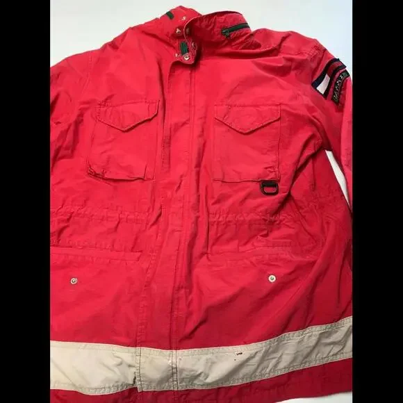 Mens TOMMY HILFIGER OUTDOORS Red Vintage Lined Jacket Sz L